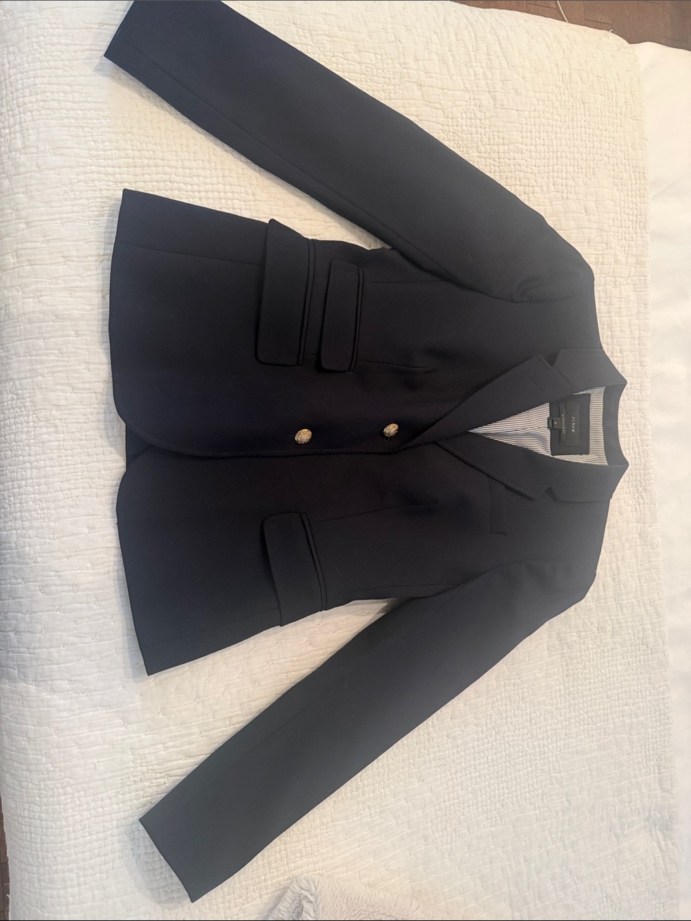 J. Crew Navy Tailored Blazer with Gold Buttons